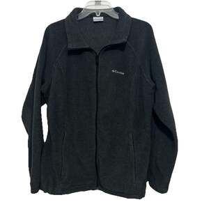 Columbia Fleece Jacket Womens 1X Gray Full Zip Pockets Soft Cozy Casual Outdoor